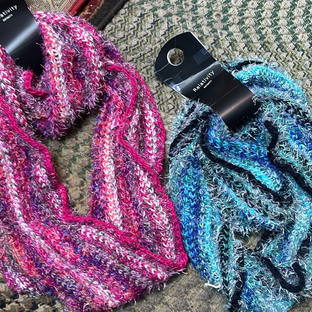 2 new Pink Blue INFINITY Scarf… GREAT DEAL ..